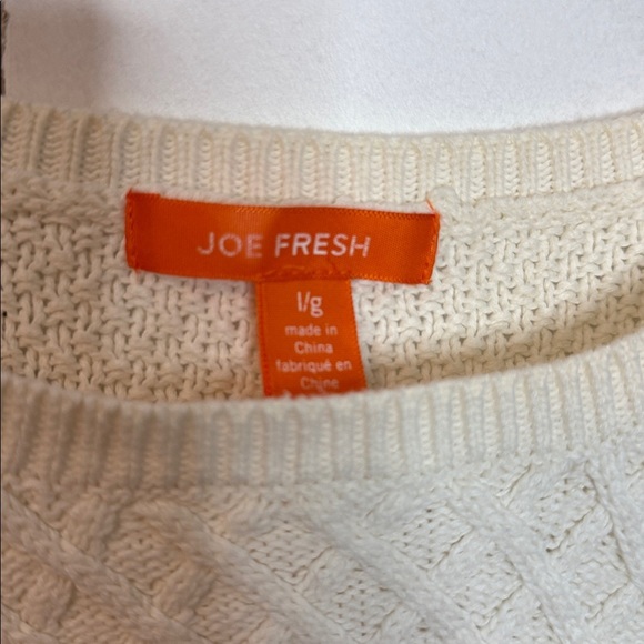 Joe Fresh Women's Ivory White Cable Knit Sweater - Large - Picture 2 of 3